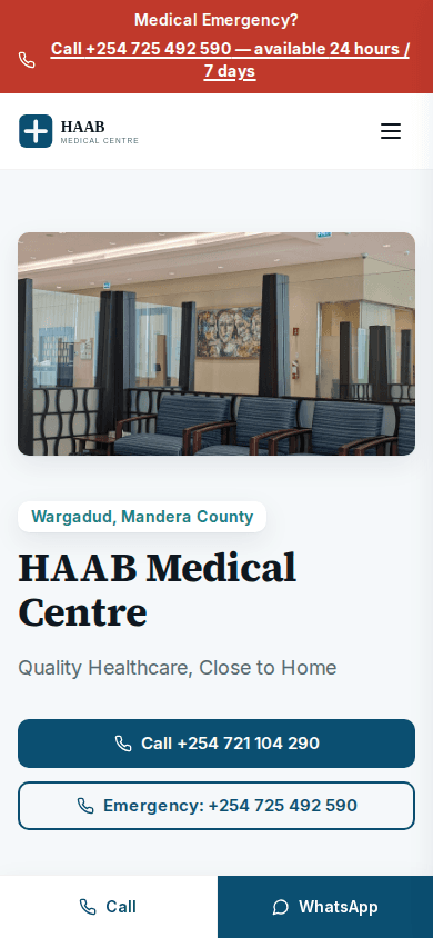 HAAB Medical Centre homepage on a phone